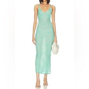 Asta Resort Aquamarine Blue Delilah Floral Knit Maxi Dress XL